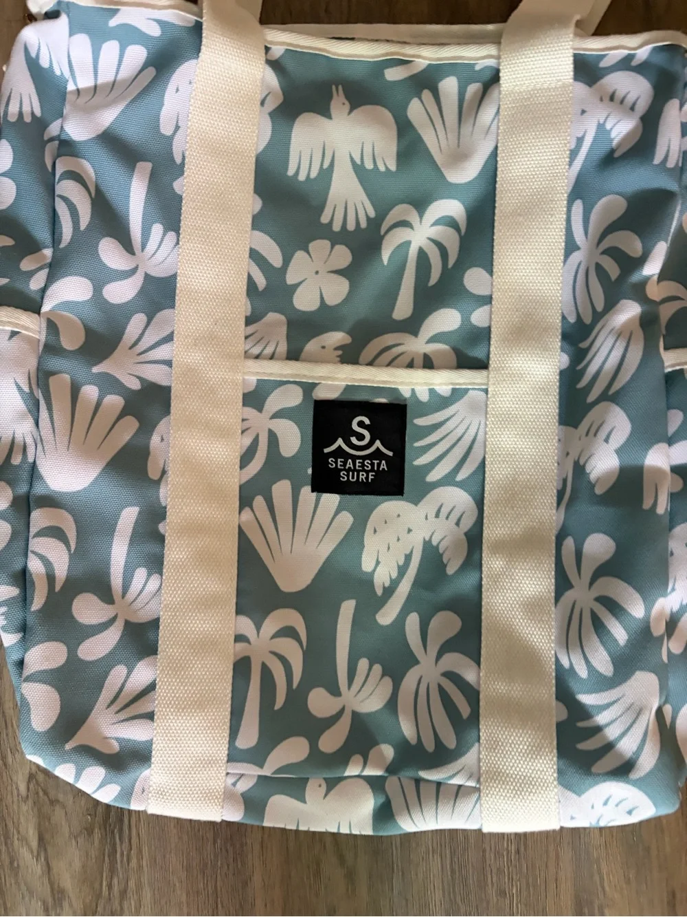 Seaesta Surf Blue & White Tropical Print Tote